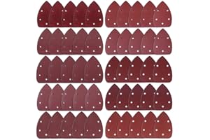 AUSTOR 50 Pieces Mouse Detail Sander Sandpaper Sanding Paper Hook and Loop Assorted 40/60/ 80/100/ 120/180/ 240/320/ 400/800 Grits