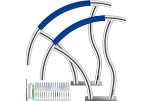 VEVOR Rampe Piscine Acier INOX 2PCS Main Courante 76,2x76,2 cm Rail Barre d'Appui Piscines 170 kg avec Plaque de Base 30,5x10,2 cm Housses Poignées 50 cm pour Sortie Entrée Piscine Spa Parc Aquatique