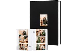NISELITY Photo Album 6x4 450 Photos with Writing Space, 6x4 Photo Album Linen Cover with Front Window, 4x6 Picture Album,4x6 Photo Album Book for Wedding Kids Travel Family Baby Pictures (Black)
