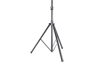 Music Store Box-1 MKII Stahl Lautsprecherstativ - Höhenverstellbar 125-195 cm, Max Belastbarkeit 30Kg, Robust, Leicht, Schwarz Pulverbeschichtet - Ideal für Sicheren Boxenstand