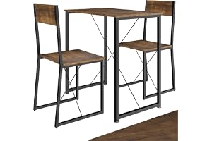 Tectake Sittgrupp 3 delar i industriell design, matgrupp för 2 personer av trä + metall, matbord med 2 stolar, för matsal, kö