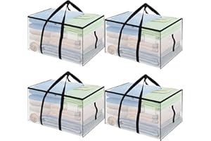 Lanswood 4 Pack Large storage bags, Clothes storage bag 73 x 36 x 35.5 cm, Duvet storage bags with zips, Bedding Storage and Moving Bags(93L)