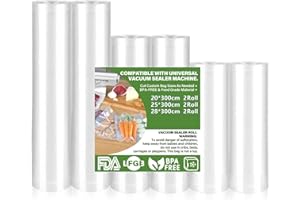 KOOSREEL Sac Sous Vide Alimentaire-6 Pack,Rouleau Sous Vide Alimentaire,Convient à Tous Machine Sous Vide,pour la Conservation des Aliments et la Cuisson,Sans BPA(28/25/20 x 300cm)