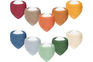 Miyacare 10 Stück Lätzchen Baby Dreieckstuch, Super Saugfähige,100% Baumwoll, Halstuch Baby, mit 4 Verstellbares Druckknopf, für Baby Jungen und Mädchen