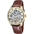 Thomas Earnshaw Mens 44mm Longitude Dual Time Automatic Skeleton Watch with 12 Hour Dual Time, Sun & Moon Display and Decorated Rotor
