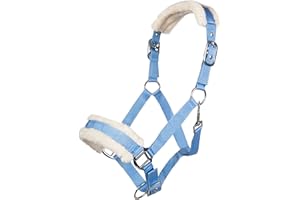 HKM 11796 Licol cour d'évêque rembourré en peluche Licol pour cheval Bleu bébé Poney