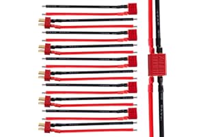 YIXISI 5 Pairs Non-slip T Male Female Plug Connectors Adapter with 14AWG Silicon Wire, T-Plug Connectors, Deans Ultra Plugs, for RC Lipo Battery Cable Drone