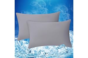 ATsense Kühlender Kissenbezug 40 x 80 cm 2er Set, Dunkelgrau Kopfkissenbezug, Superweicher Atmungsaktiv Kühlfaser Kissenhülle Schont Haut und Haar, 100% Lyocell-Kissenbezüge mit Reißverschluss