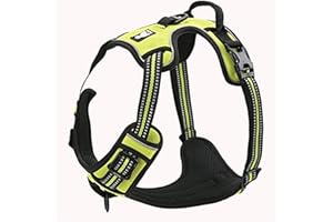TRUE LOVE Réfléchissant Harnais De Chien Réglable Décourager Tirer Pet Gilet Durable En Nylon De Voiture TLH5651 (Jaune Fluo, L)