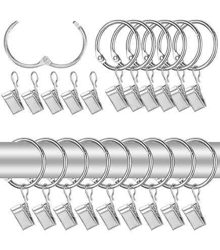 Alipis Lot 50 Anneaux Rideaux Métalliques Avec Pinces Coquille – Antirouille, Faciles à Installer