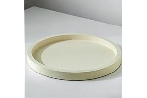 Hanobe Dekoracyjna taca wystrój domu: 30 cm okrągła nowoczesna taca na stolik kawowy do salonu minimalistyczny elegancki design kość słoniowa biały antypoślizgowy drewniany stół centralny element