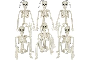 AOFOX Scheletro per Halloween, confezione da 6 pezzi da 16", con articolazioni mobili, scheletro spaventoso per giardino, prato, casa, cimitero, decorazione