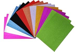 Anseom Brokatowe kartki A4, 250 g/m², 10 kolorów, brokatowy karton, 20 arkuszy A4, brokatowy papier rzemieślniczy, do tworzenia kart, błyszczące, brokatowe, do majsterkowania, sztuki i rzemiosła