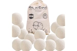 XCNPER Tumble Dryer Balls, 12 Pack Wool Dryer Balls with Storage Bag, Reduce Drying Time and Static Cling, Perfect for Home Laundry, Travel, Dorm Use, 3 cm/1.1 in Diameter
