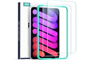 ESR 2 Pack Screen Protector for iPad Mini 7/A17 Pro, iPad Mini 7/6th Generation(2024/2021) 8.3 inch, Anti-Scratch Tempered Glass with Easy-Installation Frame, HD Clear, Support Apple Pencil Pro/USB-C