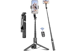 SELFIESHOW Perche à Selfie, 106cm Perche Selfie Extensible avec Trépied Renforcé et Stable, Bâton Selfie Tige Télescopique en Alliage D'aluminium & Télécommande pour Appareils iPhone et Android (Noir)