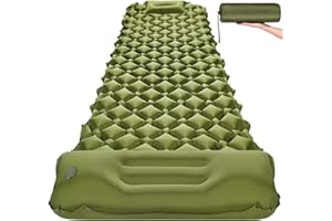 AKSOUL Matelas de Camping Gonflable Pliable Portable - Tapis de Sol Camping Etanche Tente Matelas de Plage avec Oreiller Sac Coussin d'air Ultraléger pour Bivouac Voyage Randonnee Trekking Vert