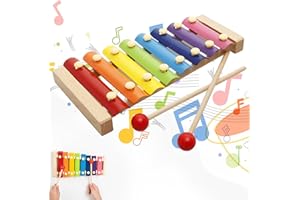 BDEUTROPHIC Xylophone, Rainbow Color Wooden Xylophone, Wooden Musical Instruments Applicable To School Family Entertainment Travel Picnics/Exploring Sounds and Colors To Stimulate Creativity