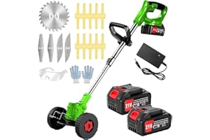 BFCJSZWACKER DéBroussailleuse à Batterie Electrique 21V Coupe Bordure sans Fil avec Batterie&Trois Types De Lames& Faible Bruit La Longueur Peut être ajustée pour Jardin, Pelouse, Ferm