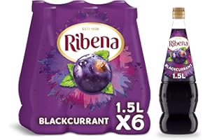 Ribena Blackcurrant Squash 6 bottles x 1.5L – Real British Blackcurrants | Rich in Vitamin C | No Artificial Colours or Flavours | 100% Recycled Plastic Bottle
