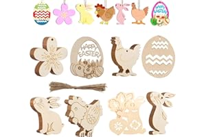 Yhjxly Colgante de madera de Pascua, para pintar, 48 unidades, para niños, decoración de Pascua