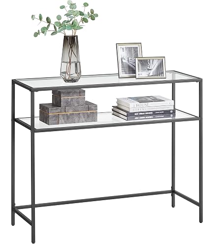 CADUKE Tavolo Consolle Nero Moderno – Piano In Legno MDF, Telaio In Acciaio, 80x30x80 Cm, Ideale Per Ingresso, Corridoio O Soggiorno