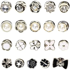 VOIISH 20 Pieces Pearl Brooch Pins for Women, No Sew Button Pins for Shirts, Jeans, Clothes, Bags & Hats, Instant Safety Pins