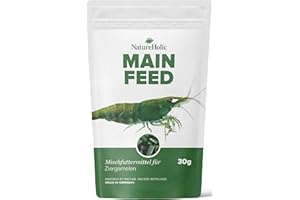 NatureHolic - Mangime per gamberetti Mainfeed I Mangime per gamberetti in Acquario I Prodotto in Germania I Senza Farina di Pesce I per Una Migliore Crescita e Struttura del Guscio I 30 g