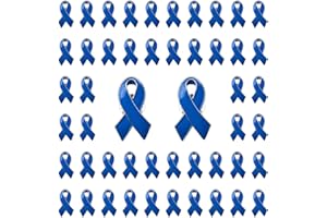 WANDIC Lot de 50 Broches à Ruban Bleu pour Sensibilisation au Cancer du côlon de la Prostate, Métal