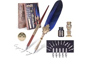 AOMAYLL Juego de tinta y pluma estilográfica de caligrafía vintage, punta de caligrafía vintage (25 piezas) - Regalo ideal para principiantes, adultos y niños.