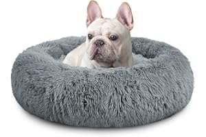 Mirkoo Dog Beds Calming Donut Pet Bed Washable Anti Anxiety Faux Fur Pet Bed, Round Fluffy Plush Dog Bed for Large Medium Small Dogs (L/XL/XXL/XXXL)