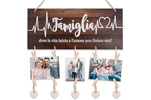 GEBETTER Targhetta in Legno “Famiglia Dove la Vita Inizia e l’Amore Non finisce Mai” Scritta Family, Idea Regalo Nuova Casa, Anniversario Matrimonio, Nonni Natale Cartello Legno