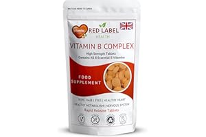 Red Label Health Vitamin B Complex High Strength 360 Tablets (1 Year Supply) - B1, B2, B3, B5, B6, B12, Biotin & Folic Acid for Men & Women, Vegan & Vegetarian-Friendly