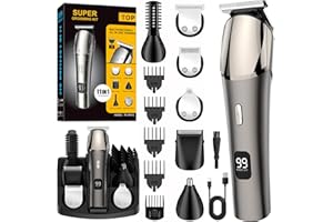 VCLOO Hair Clippers Beard Trimmer for Men: 11-in-1 Hair Clippers USB Type-C Men Nose Trimmer Metal Aluminum Hair Trimmer Body Trimmer Facial Trimmers for Men, Waterproof Electric Clippers for Men