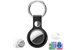EANLOLY Airtag Anhänger Leder,Airtag Schlüsselanhänger,Airtag Hülle,Einsetzbar für Air Tag Hülle,GPS Tracker Schutzhülle,Schützt AIRTAG Kratzern und Positioniert es Präzise, 1 Stück (Schwarz)
