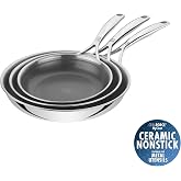 ZWILLING Peak CERAFORCE HyCoat, 3 par&ccedil;alı kızartma tavası seti (20, 24, 28 cm), 18/10 paslanmaz &ccedil;elik