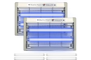 mafiti Eléctrico Mata Mosquitos, 20W Trampa de Insectos con Luz UV, Mata Moscas con 2 Bombillas de reemplazo, Polillas ect, Asesino Silencioso para Uso Residencial y Comercial (2Pack-Grey)