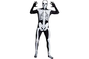 Spooktacular Creations Skeleton Bone Bodysuit Halloween Costumes Skin for Men with Skeleton Hood Mask