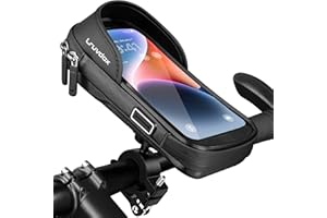 LRUVDOX Support telephone velo moto, etanche, trottinette électrique scooter, sacoche guidon avant sac cadre VTT avec écran tactile et pare-soleil pour smartphone de 5,5 à 7,0 pouce