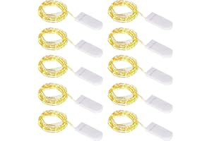 LustLocke 10 Guirlande Lumineuse à Piles, 1M 10 LED Mini Guirlande LED Fil de Cuivre Fairy Lights Girlande Lumière, pour Décoration Noël Fête Mariage Jardin Terrasse Pelouse Maison, Blanc Chaud (10)