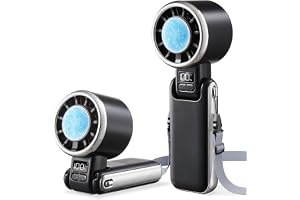 SWEETFULL Portable Handheld Turbo Fan with Ice Cooler, 5 Speed 4500mAh Personal Fan Rechargeable, Up to 13 Hrs Cooling, Mini 