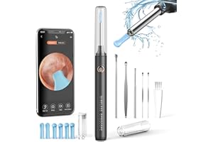 Otoscopio Limpiador de Oídos, Hopefox 1080P WIFI Endoscopio para Oidos con 6 LED Kit de Limpieza de Oídos para Eliminación de Cerumen para iPhone/iPad/iOS/Android [Gris]