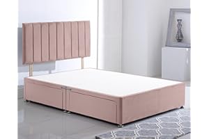 COMFOREST, BEDDING & UPHOLSTERY INNOVATION LEADER Comforest - Elegant 4ft Small Double Divan Bed with 2 Drawers - Luxurious Small Double Divan Bed with 24" Headboard - Small Double Bed Frame Divan Bed (Pink Plush)