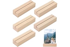 WISYOK Kartenhalter Holz, 5 Stück Tischkartenhalter, Kartenständer Holz, Postkartenhalter, Holzständer, Menükartenhalter, Fotohalter für Hochzeiten, Partys und Bankette (10 x 3 x 2cm)