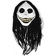 Scary Halloween Mask for Adults, Realistic Horror Mask with Hair, Creepy Halloween Mask for Theme Party Cosplay