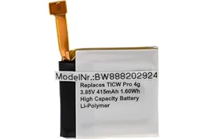 vhbw Batería Recargable Compatible con Ticwatch Pro 4G smartwatch, Reloj de Actividad (415 mAh, 3,85 V, polímero de Litio)