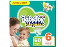 Babyjoy Compressed Diamond Pad, Size 6, Junior Xxl, 16+ Kg, Jumbo Box, 60 Diapers