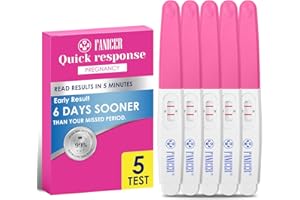 WAYMAYTECY 5 Pezzi Testo di Gravidanza a Rilevamento Rapido in 3 minuti, Test di Gravidanza Precoce, HCG Test, Affidabile Pregnancy Test, Confezionati Singolarmente,Test Familiare Fertilità Femminile,Rossa