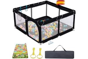 Baby Wonders® Parque Infantil Bebe Plegable, Recinto Vallado Bebe, Corral Bebe, Parque De Juegos Bebe, Corralito Bebe Plegable, Parque Infantil Bebe Acolchado (127x127) con colchoneta
