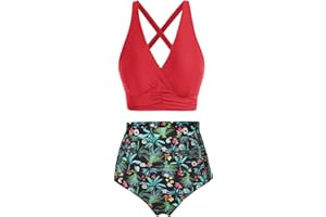 Hanna Nikole Women's Plus Size High Waist Bikini Set Push Up Swimsuit Ruched Tummy Control Swimwear Two-Piece Swimsuit